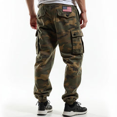 Camo Cargo Joggers with Flag Patch