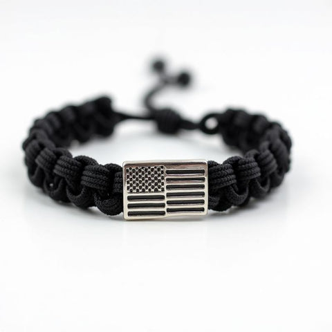Veteran Paracord Bracelet - Black/Silver